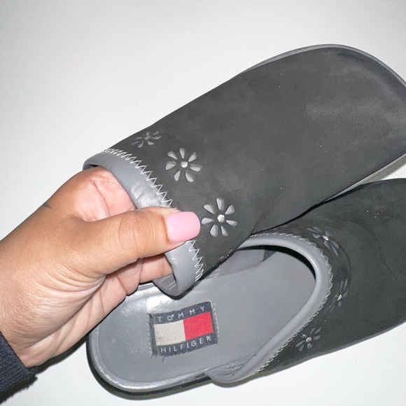 Women’s vintage 90s Y2K Tommy Hilfiger platform wooden chunky leather clogs - Picture 7 of 9